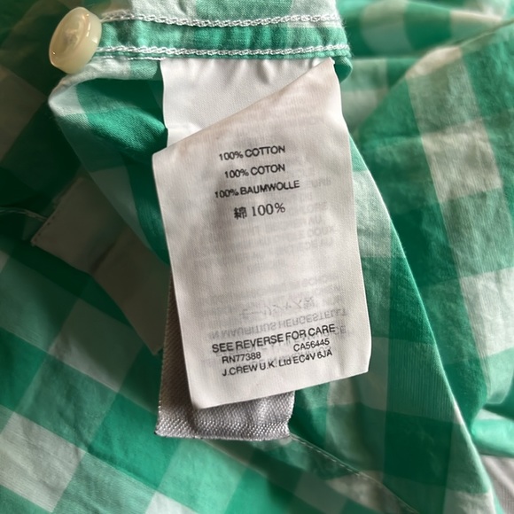 J.Crew Crewcuts NWT Long Sleeve Poplin Shirt, Green and White check, Size 10 - Picture 7 of 7